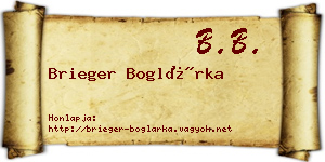 Brieger Boglárka névjegykártya